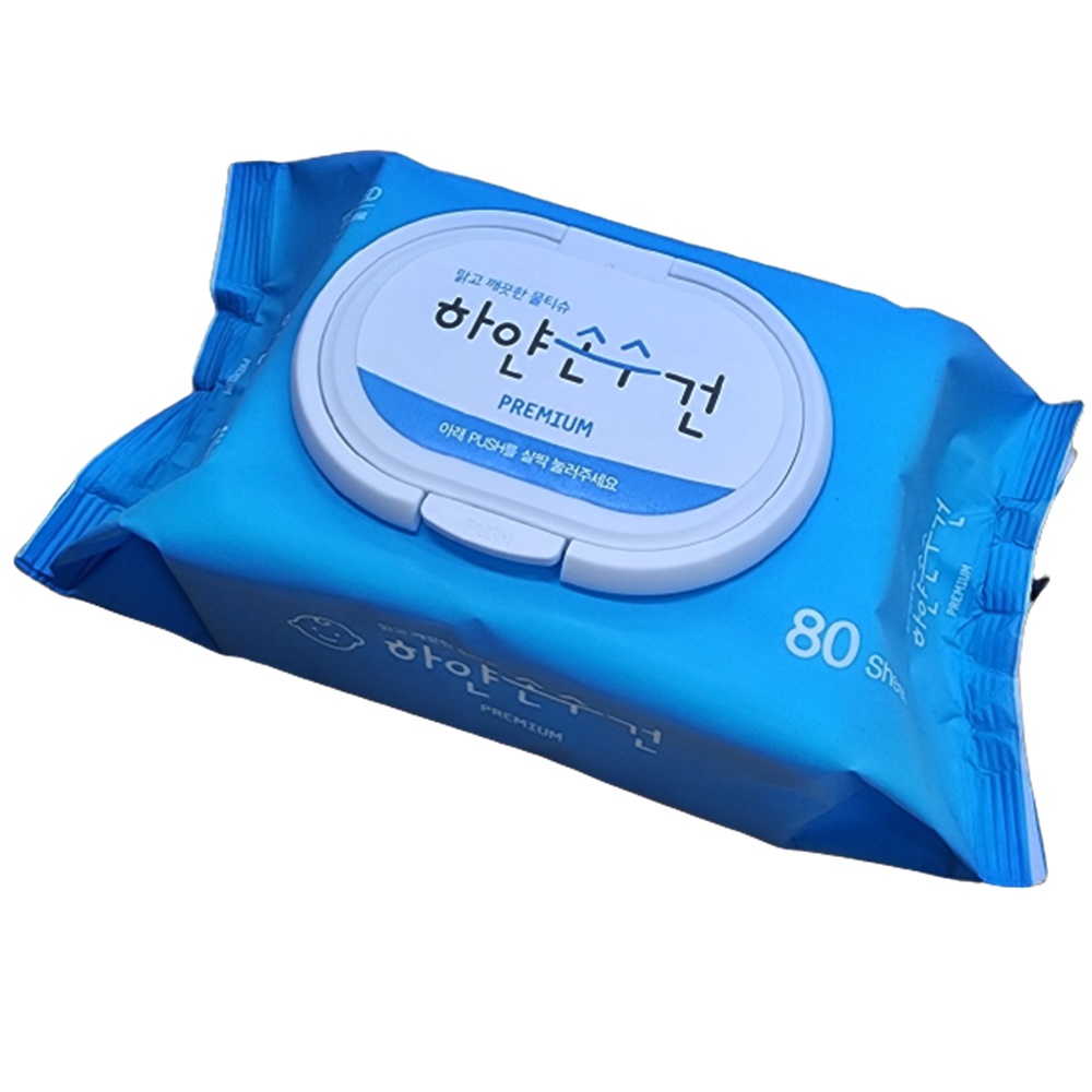 하얀손수건 물티슈 (프리미엄 캡형 80매) 1Box / 10개입