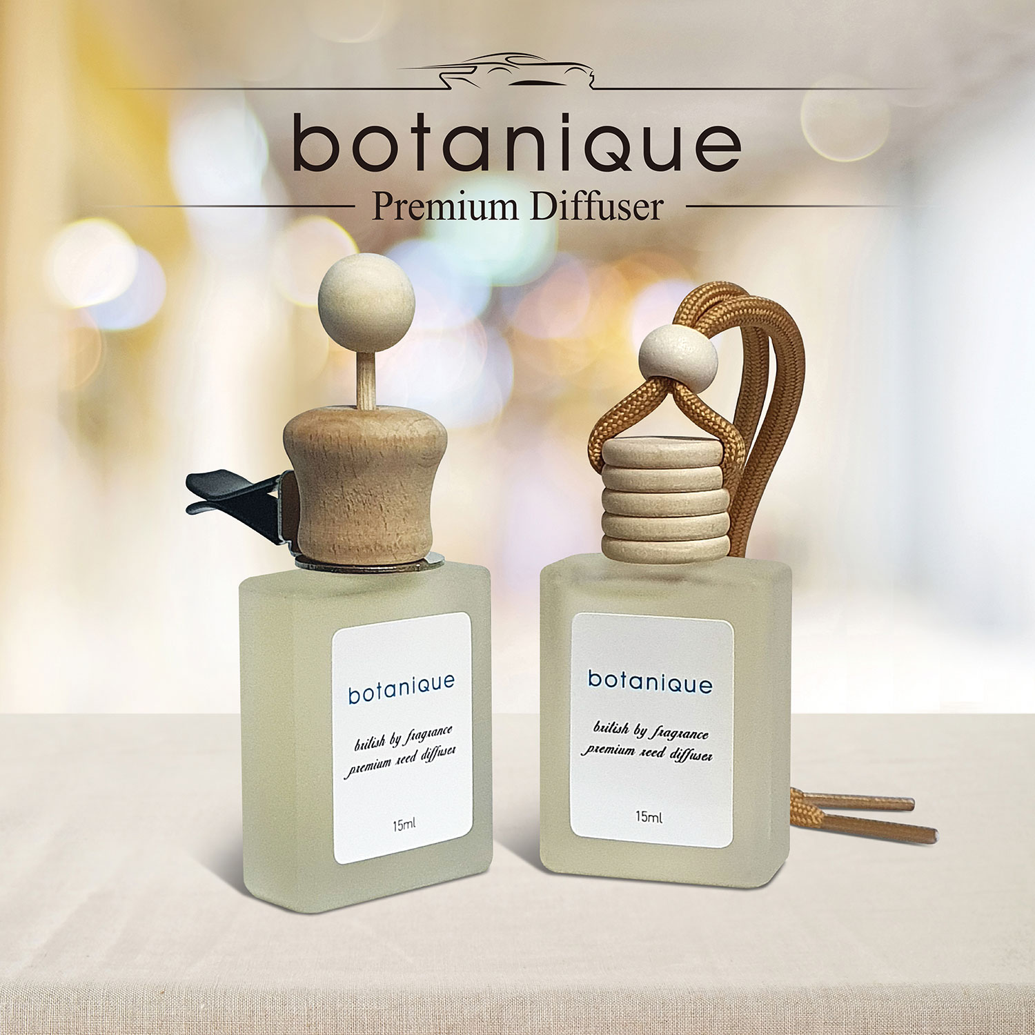 보타니크 차량용 방향제 프리미엄 디퓨저 15ml x 2개 세트 - 송풍구 + 룸미러