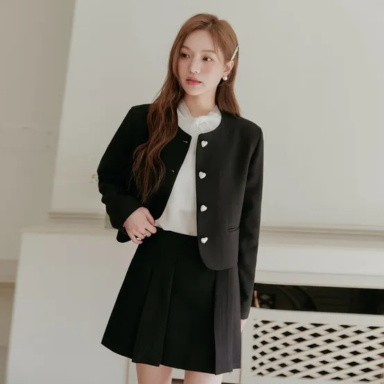 콜렌 셋업 하트 버튼 자켓