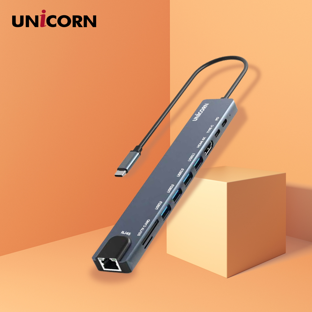 유니콘 10IN1 LAN/HDMI USB멀티허브 USB-C통신포트 PD87W충전 4K미러링 TF SD카드리더 TCH-L70 (TCH-L70)