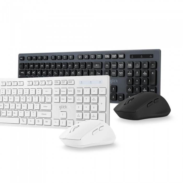 지클릭커 OFFICE PRO WMK10 무소음 무선 키보드 마우스 세트 (화이트)