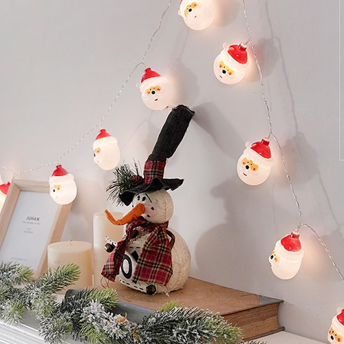자체제작 LED 크리스마스 산타 전구 20구타입 3M 깜빡거림가능 성탄절 X-MAS 가랜드 알전구 테이블 포토존 캠핑