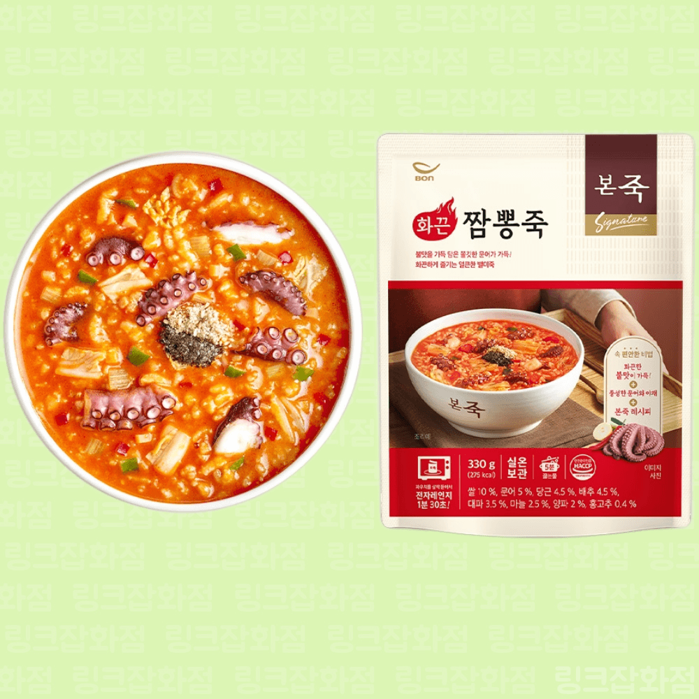 링크잡화점협력사 본죽짬뽕죽 화끈짬뽕죽 실온 해장 얼큰 330g X 10팩