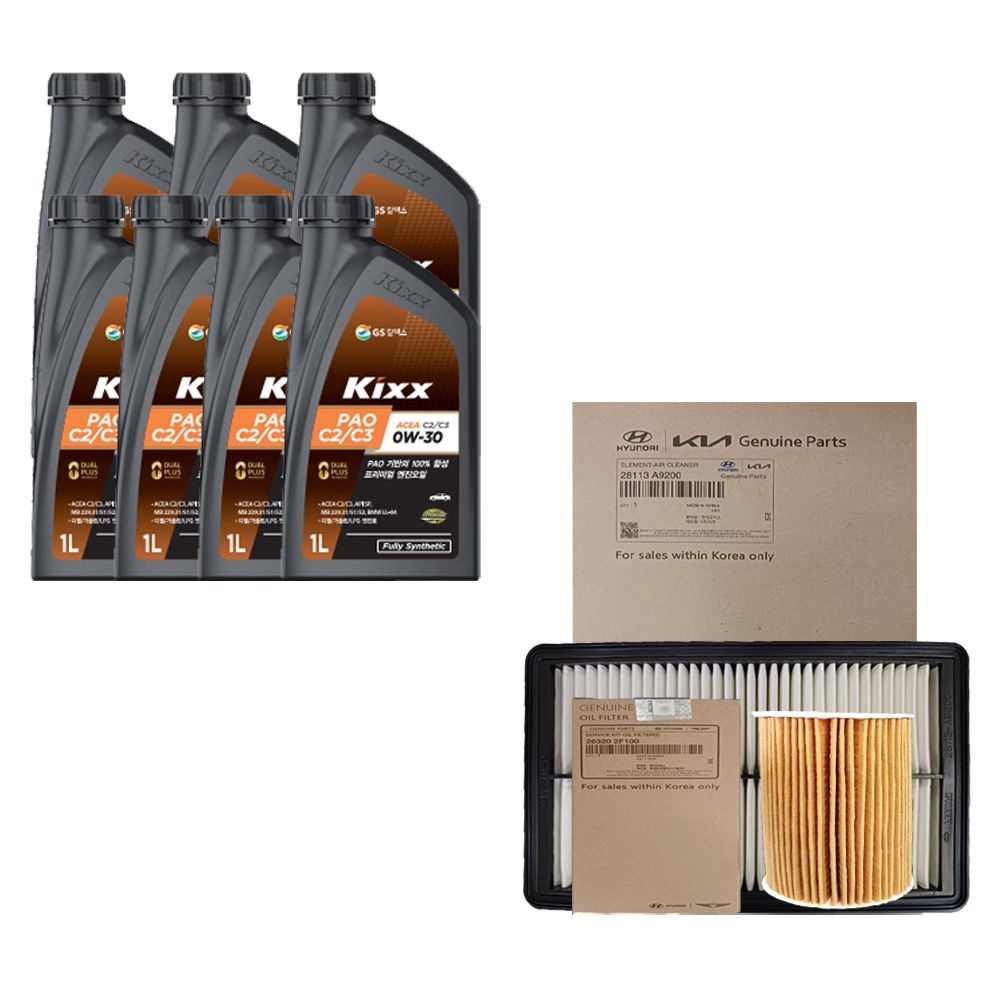 상품상세참조 킥스 더뉴쏘렌토(UM) 디젤 킥스 PAO C2/C3 0W30(7L) 순정 필터 엔진오일세트 2F100-A9200