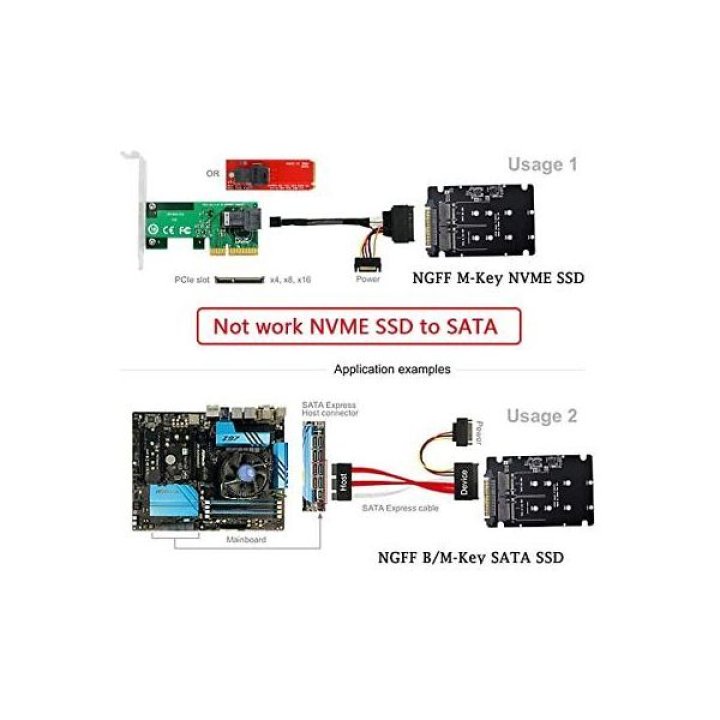 NFHK SFF-8639 NVME U.2 to Combo NGFF M.2 M-Key SATA PCIe SSD Adapter for  Mainboard Replace SSD 750 p3600 p3700