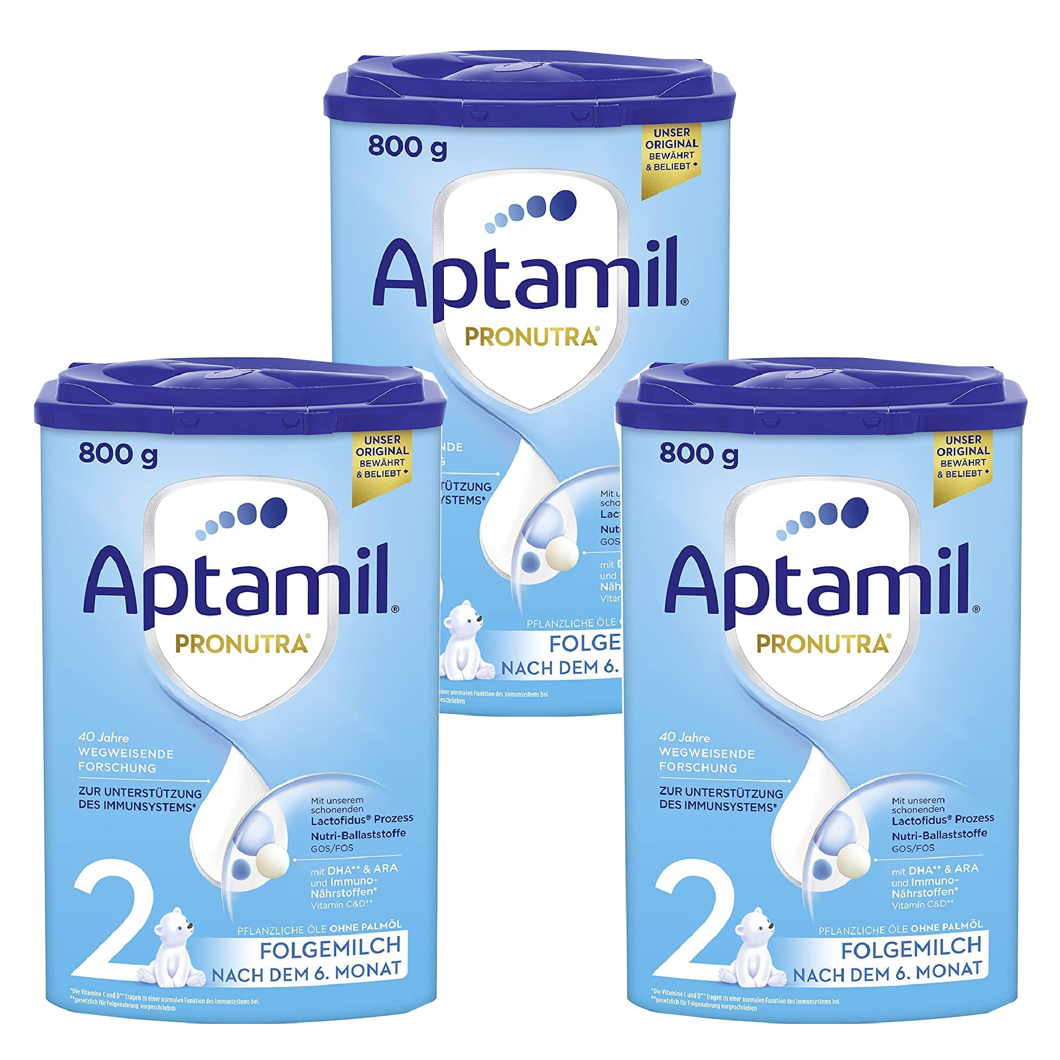 [해외] 압타밀 프로누트라 2단계 6개월 아기 후속 이유식 분유 800g x 3 독일 내수용