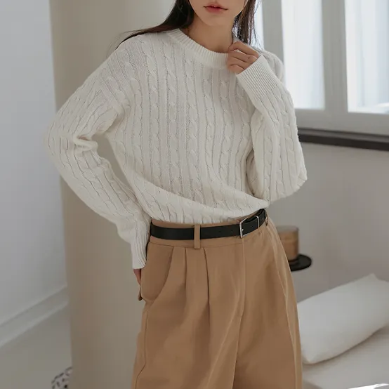 프리마 케이블 라운드 니트