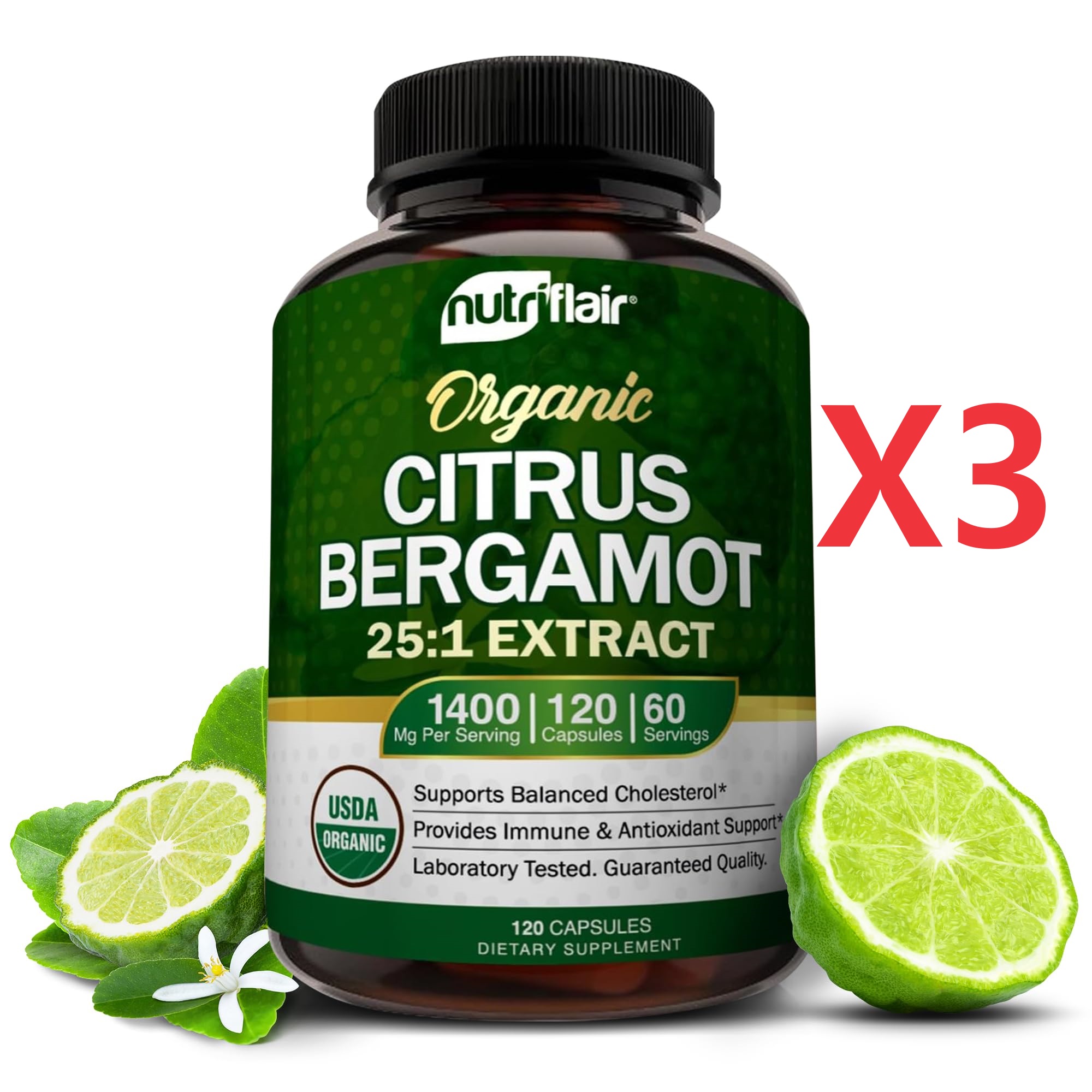 [해외] 뉴트리플레어 베르가못 폴리페놀 추출물 시트러스베르가못 1400mg 120캡슐 3개