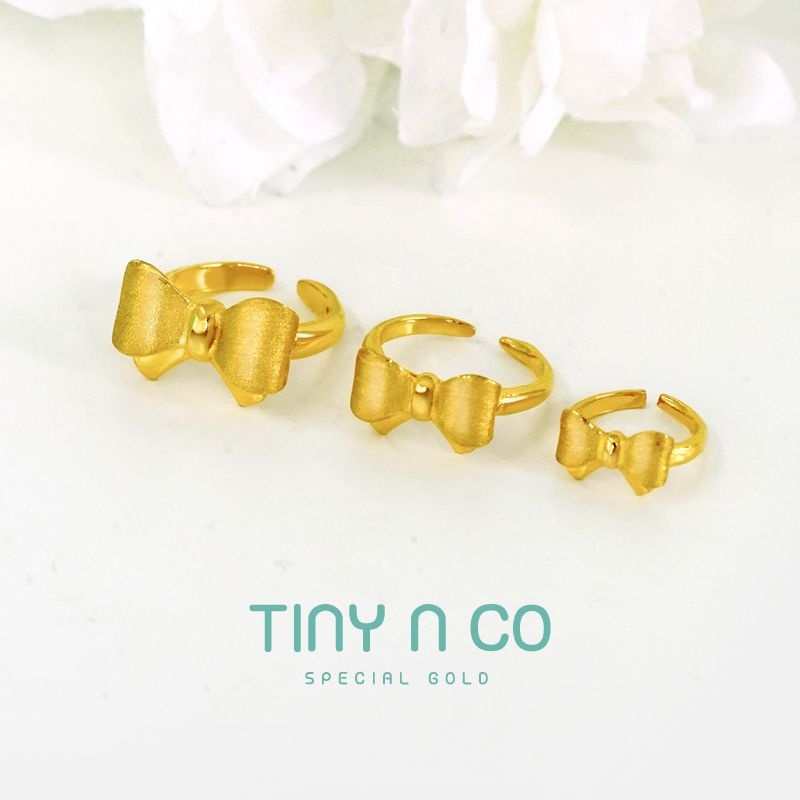 타이니앤코 순금 24K 코코 리본 돌반지 아기 백일반지 3.75g 1돈 한돈
