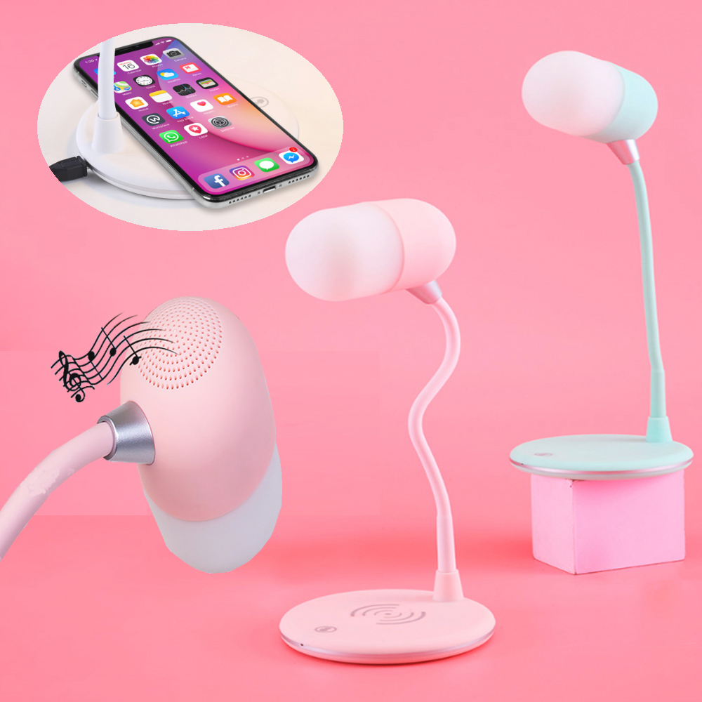 휴명협력사 블루투스 스피커 겸용 무선고속충전기 3색 LED 무드등 겸용 3in1