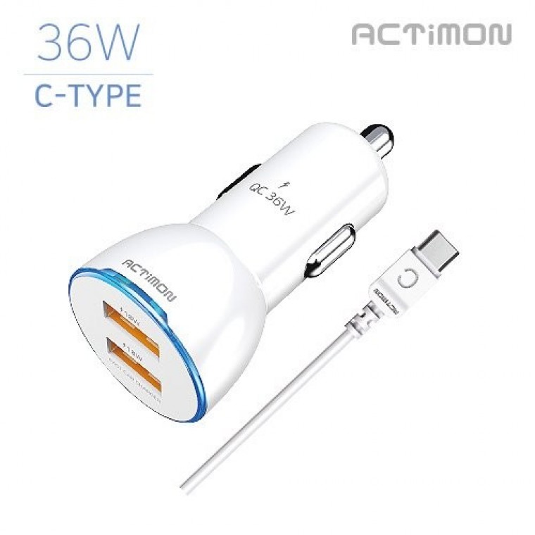 감성코퍼레이션 액티몬 차량용 36W 고속 충전기 USB2구 (QC 3.0 + QC 3.0) (C-TYPE)