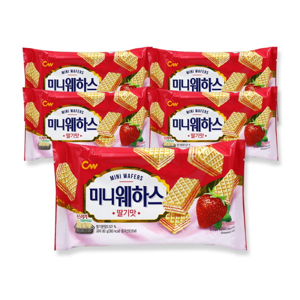 [청우식품] CW 청우 미니웨하스 80g 딸기 x 5개 / 간식