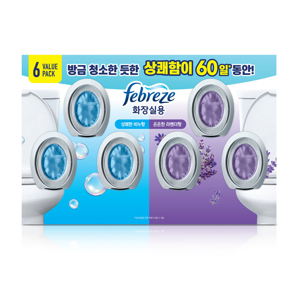 페브리즈화장실비치형 6.3ml x 6ea 방향제 욕실 냄새 변기 탈취 은은한 비누향