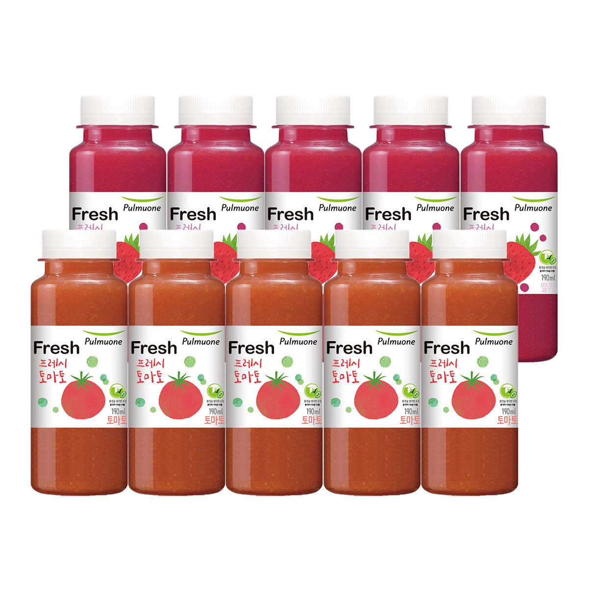 풀무원녹즙 프레시 딸기/토마토 혼합 190ml x 10 아침대용식 에너지 하루야채 간식