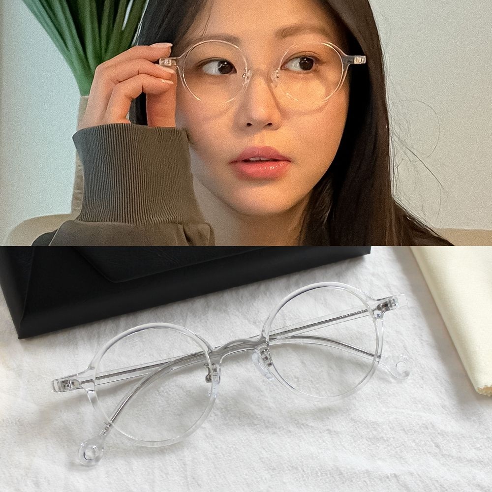라피던트 협력업체 동글이 투명 뿔테 안경 원형 레트로 알작은 김구 안경테 홀릭