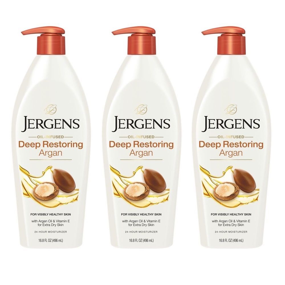 [해외] Kao Jergens Deep Restoring Argan Oil Vitamin E 미국 카오 저겐스 딥 리스토링 아르간 오일 비타민 극건성 바디 로션 496ml 3통