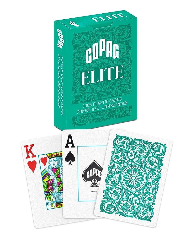 Copag [해외] Copag Elite 100% 플라스틱 놀이 카드, 포커 사이즈 점보 인덱스 싱글 덱 (그린)