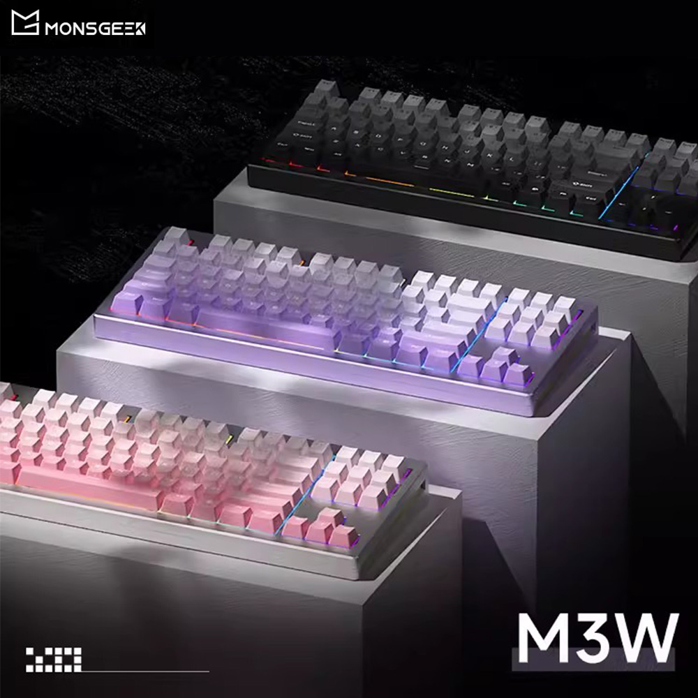 [해외] MONSGEEK M3W 무선 87키 CNC알루미늄 기계식 게이밍 키보드/하우징 키트 Gasket구조 전키핫스왑DIY RGB램프 6000mah