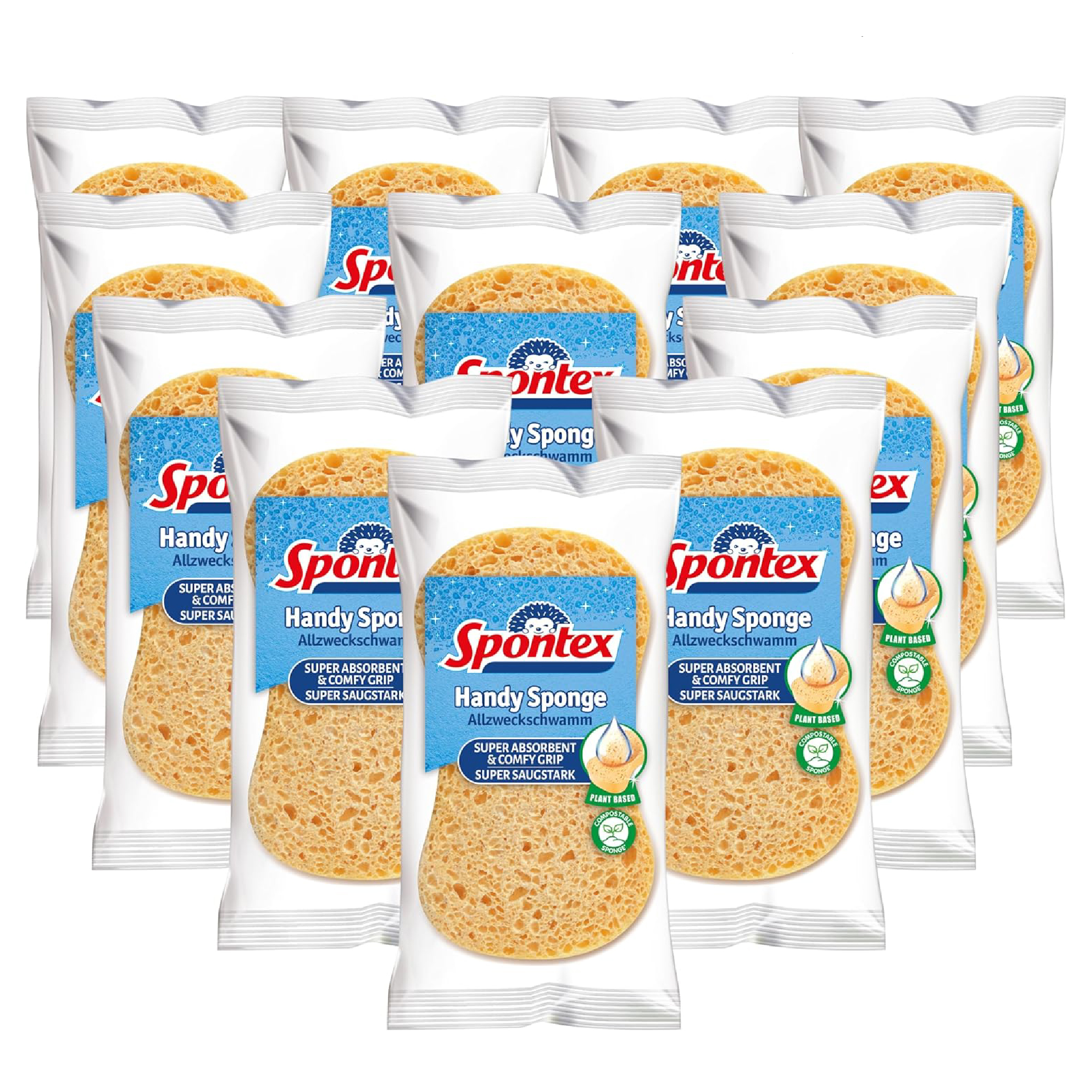 [해외] 스폰텍스 천연 셀룰로오스 프랑스 국민 수세미 컬러믹스 12팩 (15x8cm) Spontex Handy Sponge