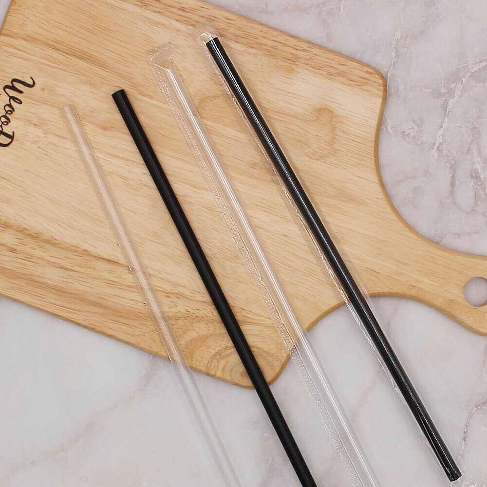 [RIZHAO SUNSLUCK DAILY UTENSILS CO LTD][오늘출발] 일회용빨대 개별포장 일자빨대 7mm 25cm 검정/투명 500개