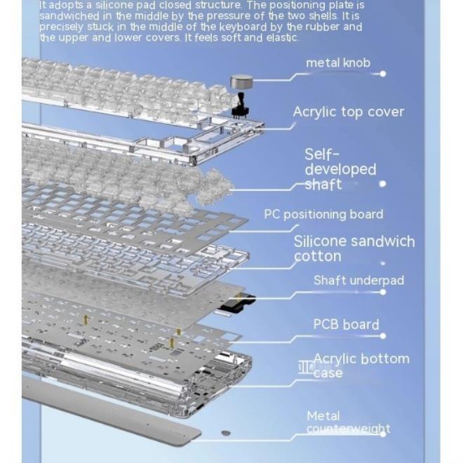 상품상세참조 KiiBOOM 팬텀 81 V2 무선 기계식 키보드, 개스킷 구조, 핫