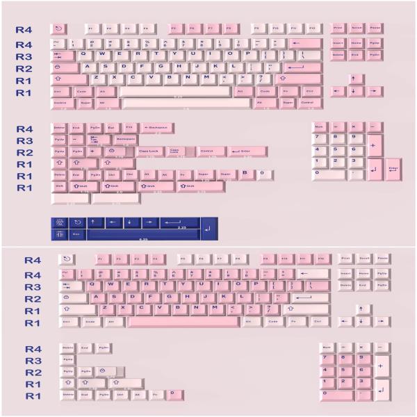 맞춤형 기계식 키보드용 Aifei 블루 핑크 키캡, ABS 더블 샷
