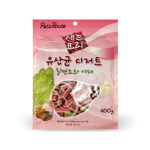 [비밀특가][L포인트] 펫츠루트 셰프요리 유산균 디저트 칠면조&야채 400g