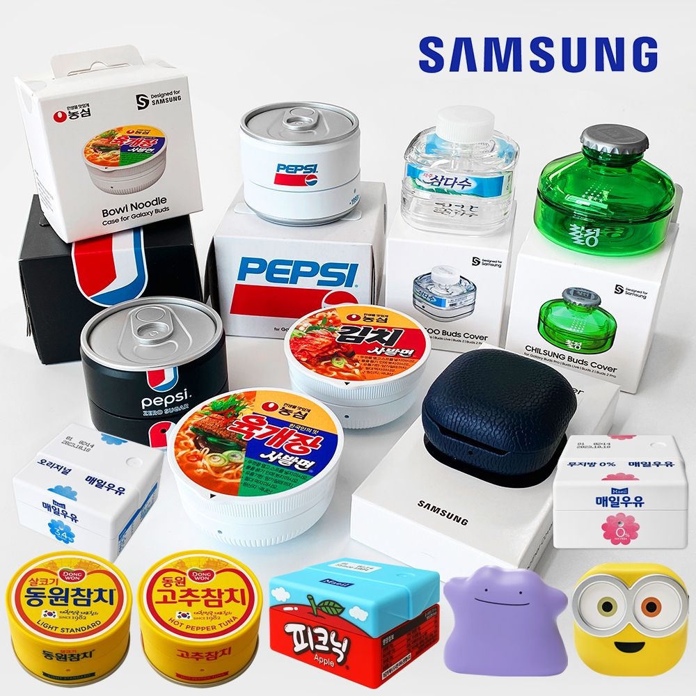삼성전자 삼성 갤럭시 버즈 케이스 버즈2 라이브 FE 호환 피크닉 동원참치 포켓몬 삼다수 육개장 김치 메타몽 매일우유