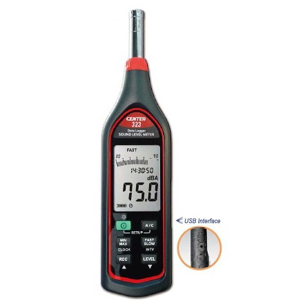 SOJ_디지털 고정밀소음기록계 CENTER-323 30~130dB ±1.4dB 데이터로그 32000개 PC관리 아파트  대만산