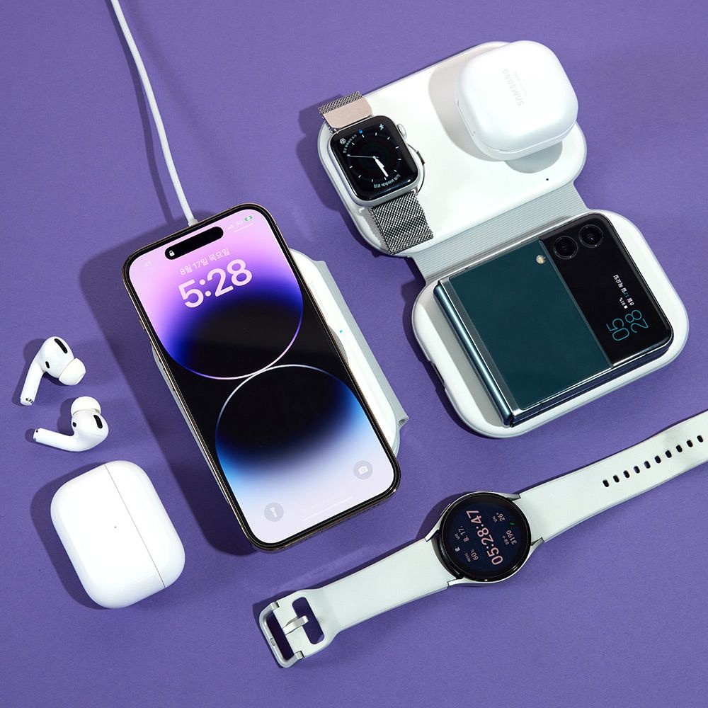 [롯데백화점]  오아 폴드 3in1 접이식 아이폰 갤럭시 애플 워치 에어팟 버즈 무선 고속 충전 LE1217247917