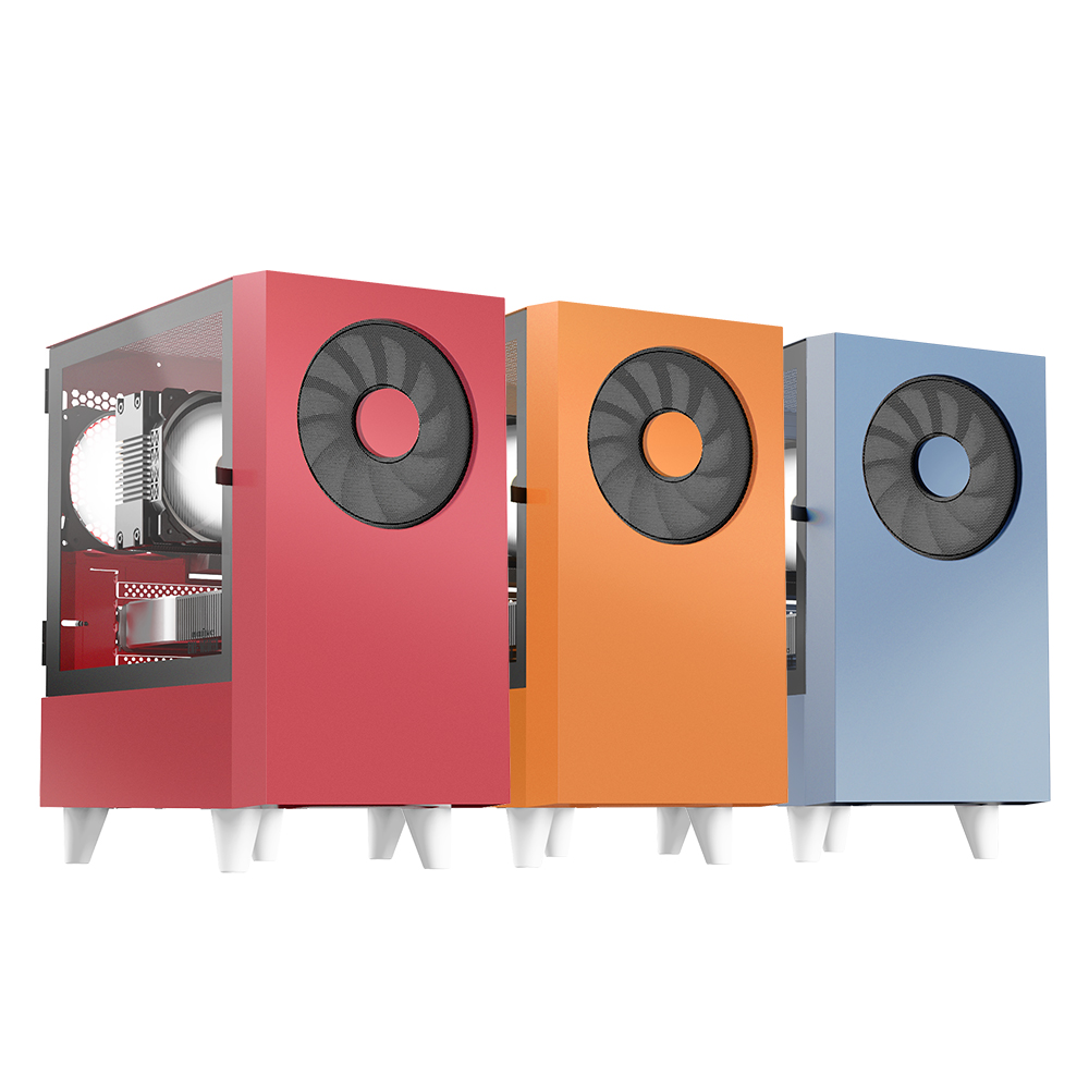 마이크로닉스 EM1-Woofer 시그니처 에디션 미니타워 케이스 (메리골드 오렌지)