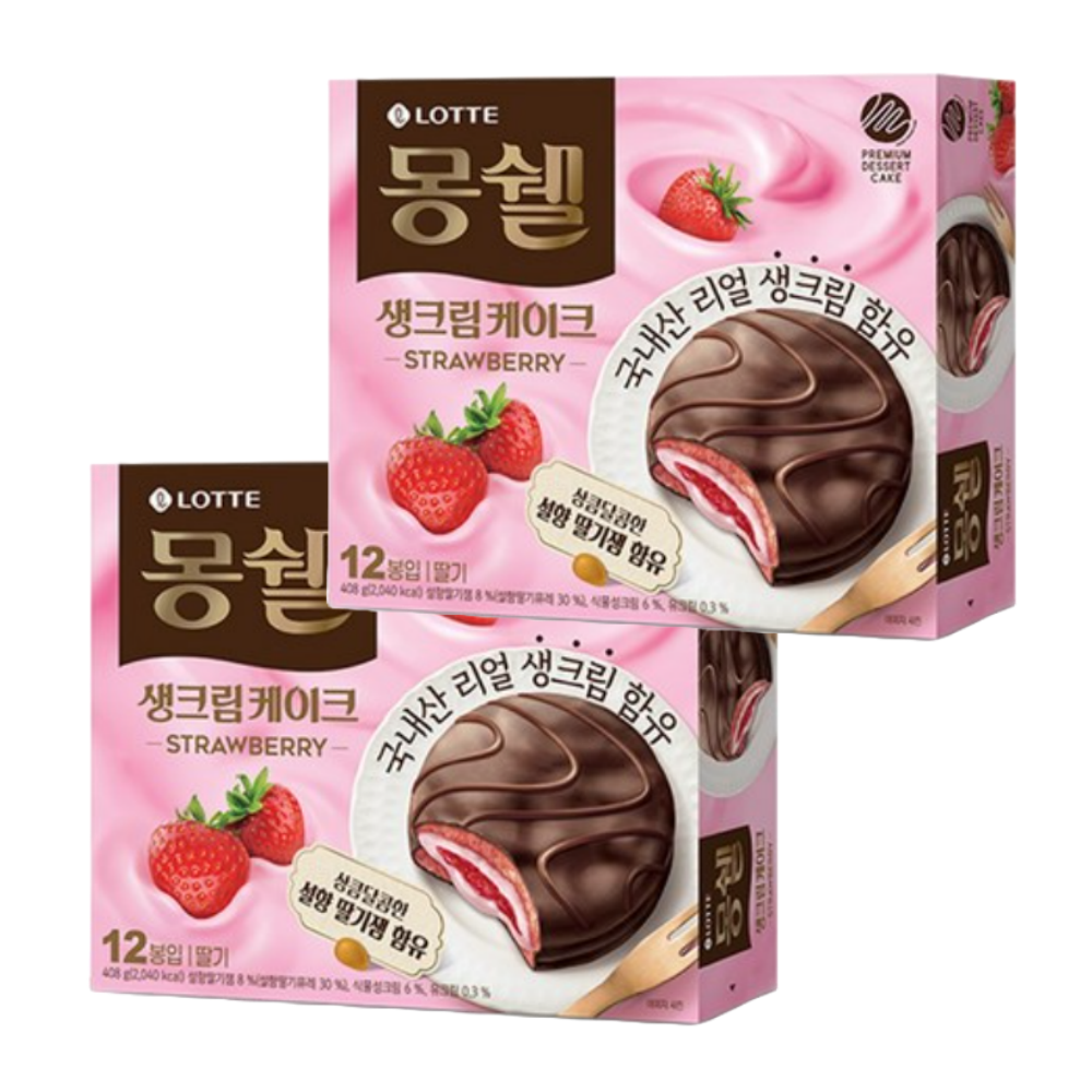 롯데 몽쉘 생크림 딸기맛 408g x 2