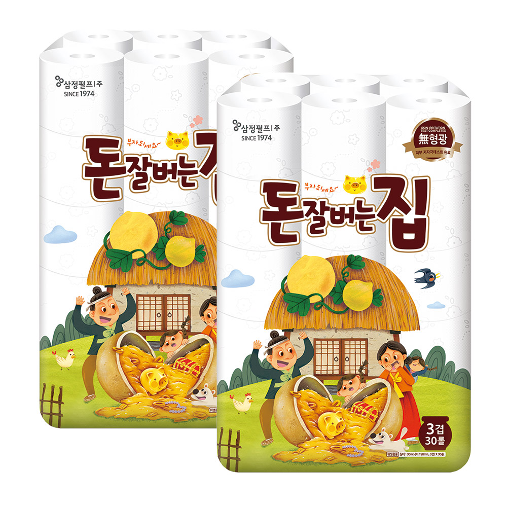 삼정 3겹 돈잘버는집 화장지30m 30롤 2팩
