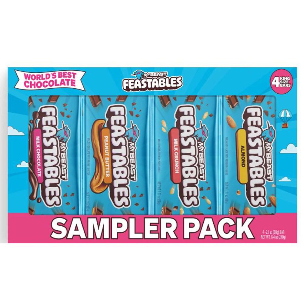 [Y]MrBeast Feastables 미스터비스트 피스터블 초콜릿바 4종세트 밀크 아몬드 크런치 피넛버터 60gx4