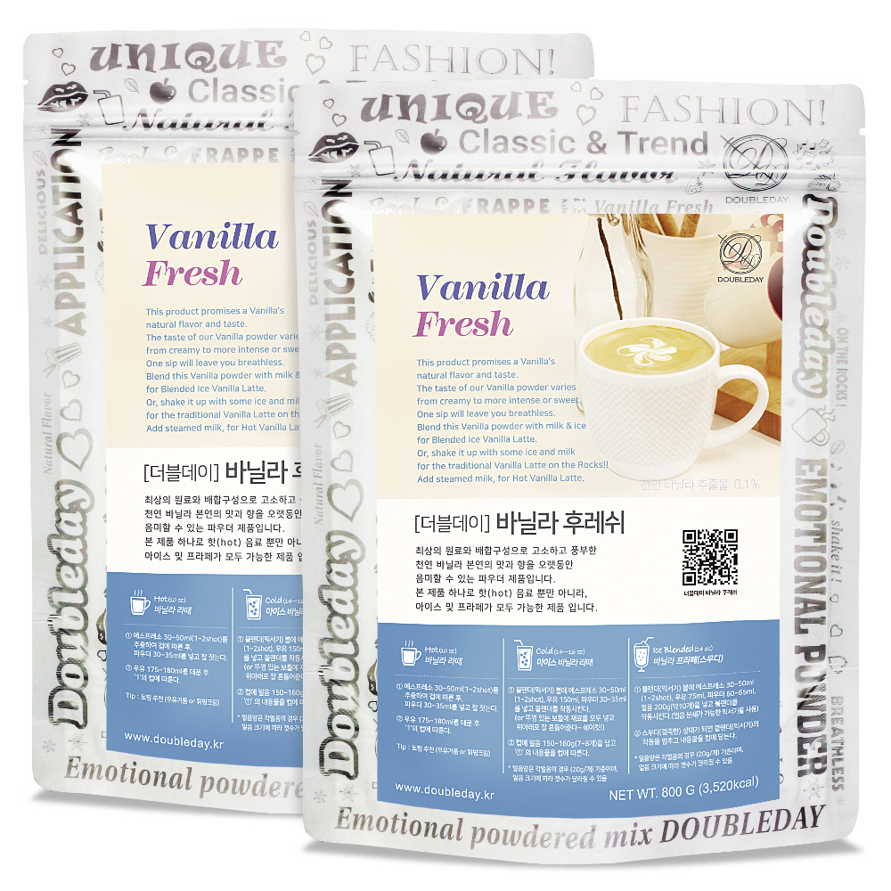 더블데이 더블데이 바닐라 후레쉬 800G 2개 세트 / 라떼 프라페 카페음료 쿠키앤크림 파우더 분말 가루 베이스