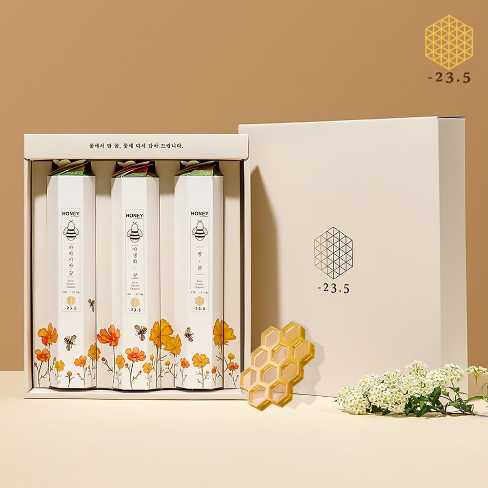 이십삼쩜오(-23.5) 국내산 벌꿀 프리미엄 꽃꿀 500gx3종 선물세트 (쇼핑백 포함)