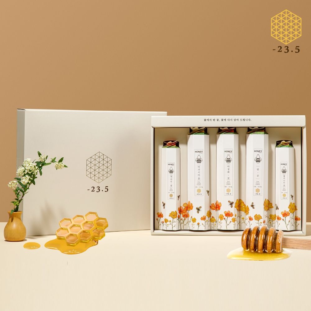 이십삼쩜오(-23.5) 꿀선물세트 5종 프리미엄 국산 꽃꿀 혼합 선물세트 (쇼핑백 포함)