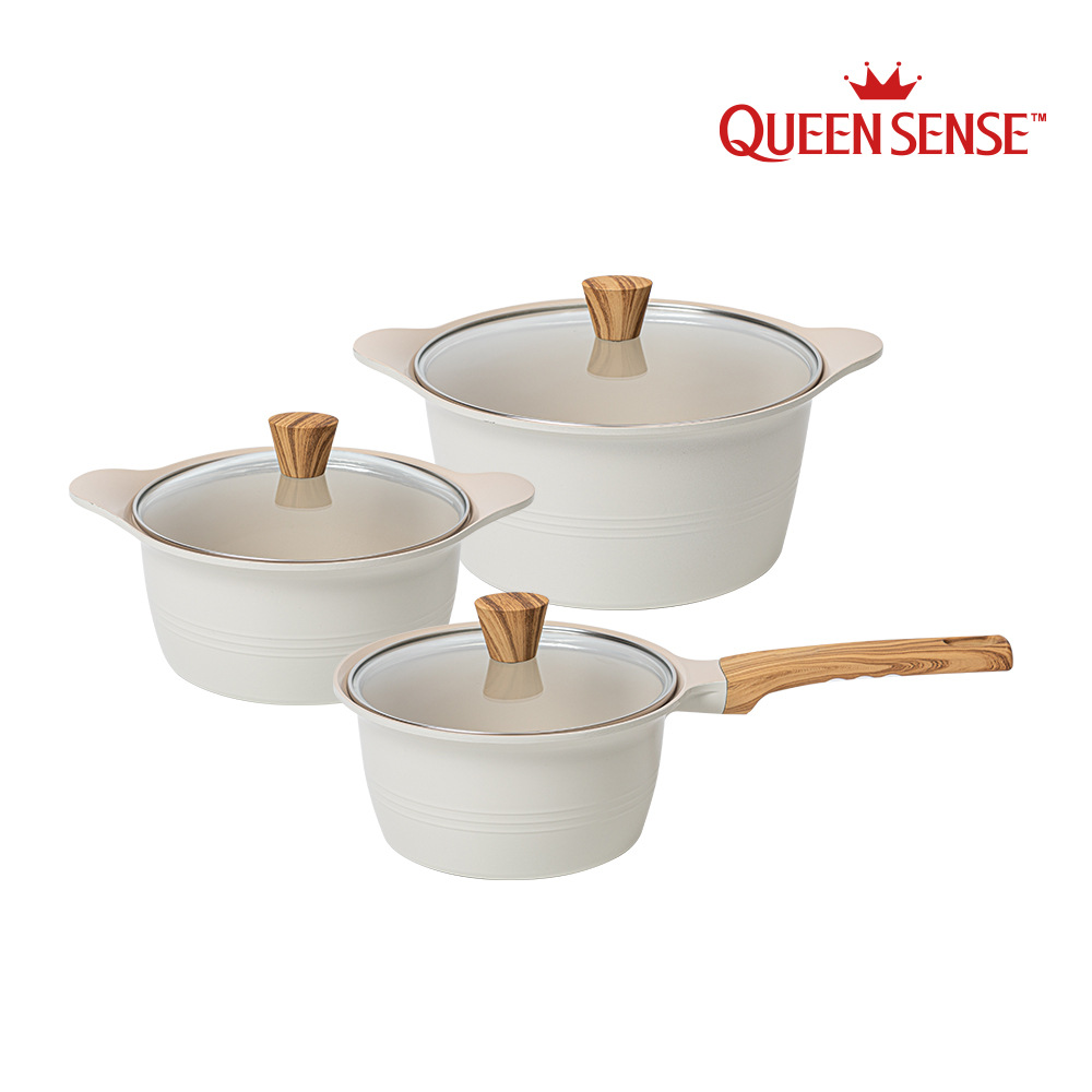 퀸센스 올리아 IH 인덕션 세라믹 냄비 3종 세트(편수18cm+양수20cm+양수24cm)