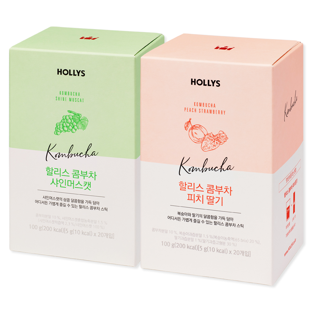 상세페이지 참조 할리스 콤부차 스틱 2종 (피치딸기/샤인머스캣) 20개입