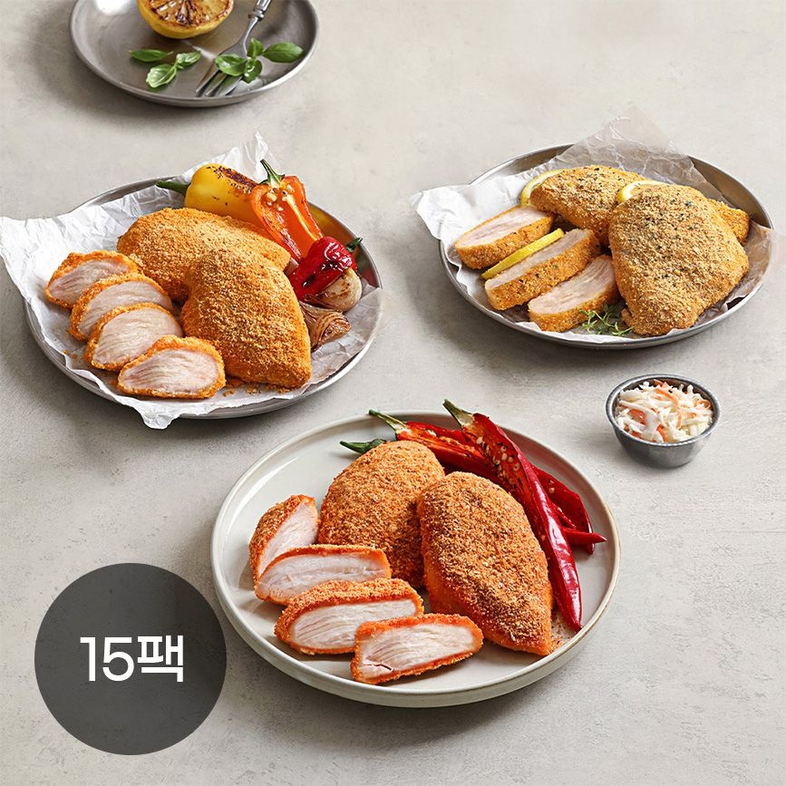 다신샵 [다신샵] 단백질20g 닭신 바삭한 크런치닭가슴살 3종 15팩/식단관리 케이준 매콤고추 치즈 다이어터 헬스