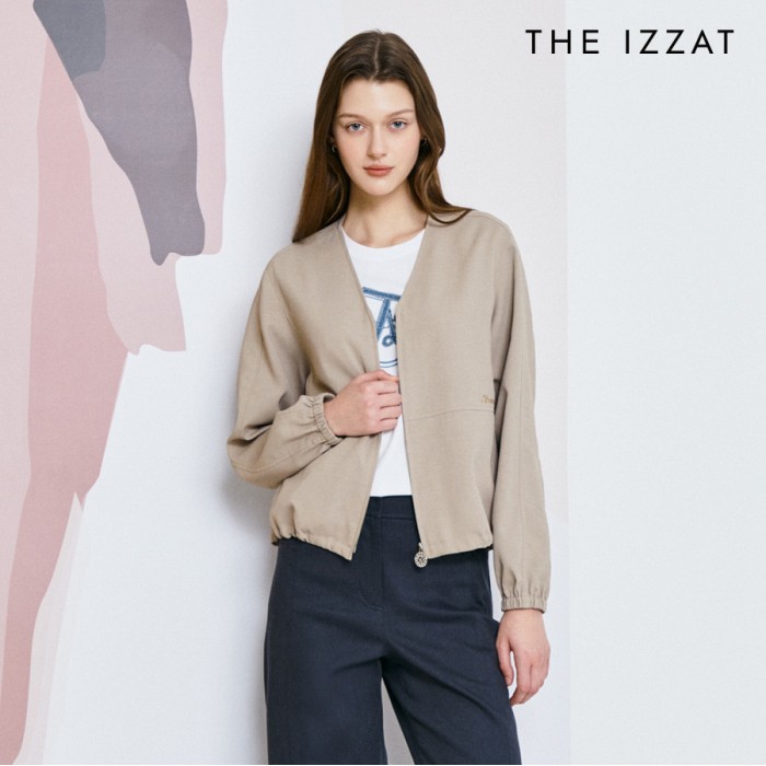 더아이잗 (더아이잗) 스트링 브이넥 집업 점퍼 IP9A0JP191