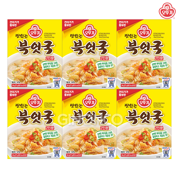 오뚜기 맛있는 북엇국 34g 6개 즉석국 블럭 간편조리 북어