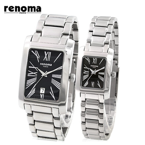 [롯데백화점] 마션틴트 [레노마] 본사 정품 RE085 B/W 커플 메탈시계