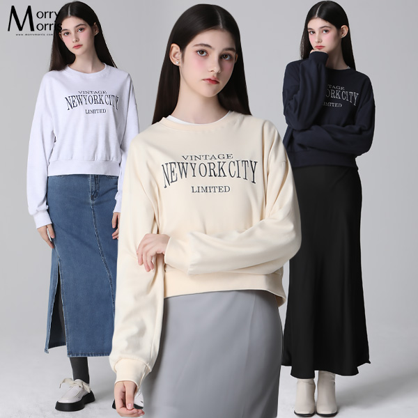 [모리모리스][모리모리스(Morry Morris)] 루즈핏 뉴욕시티 맨투맨 : 롯데ON