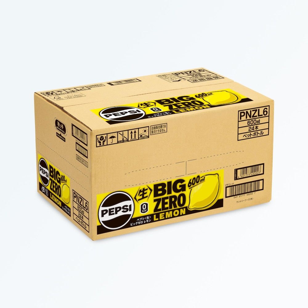 [해외] Pepsi Nama Cola Lemon Big Zero 0 kcal 일본 펩시 나마 코라 생 콜라 레몬 빅 제로 칼로리 탄산 음료 600ml 24개