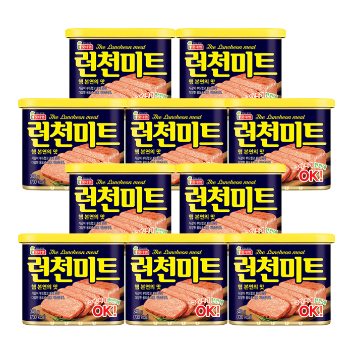 롯데 런천미트 340g X 10캔 부대찌개 재료 찌개용 맛있는 햄 캔 식당 캠핑 반찬