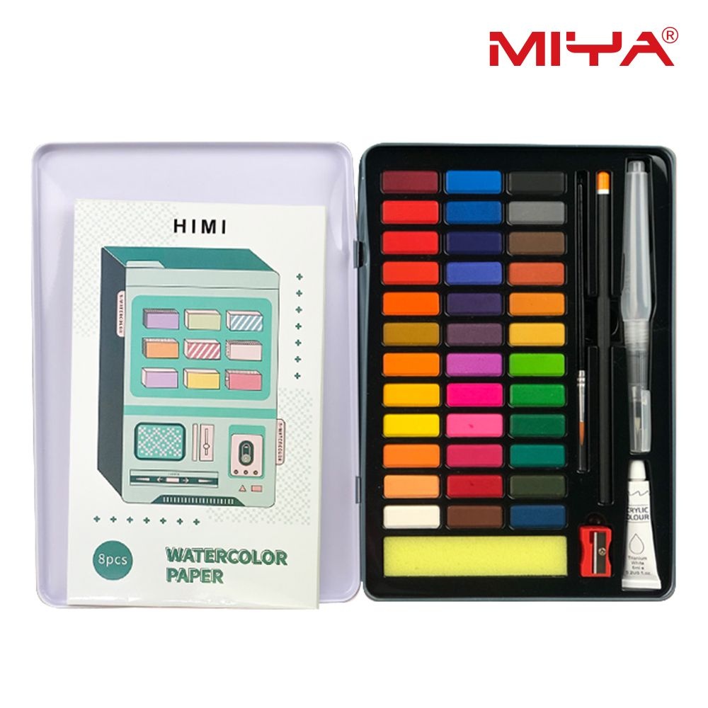 미야 히미 HIMI 고체물감 수채화 그림그리기 틴케이스 키트 36색