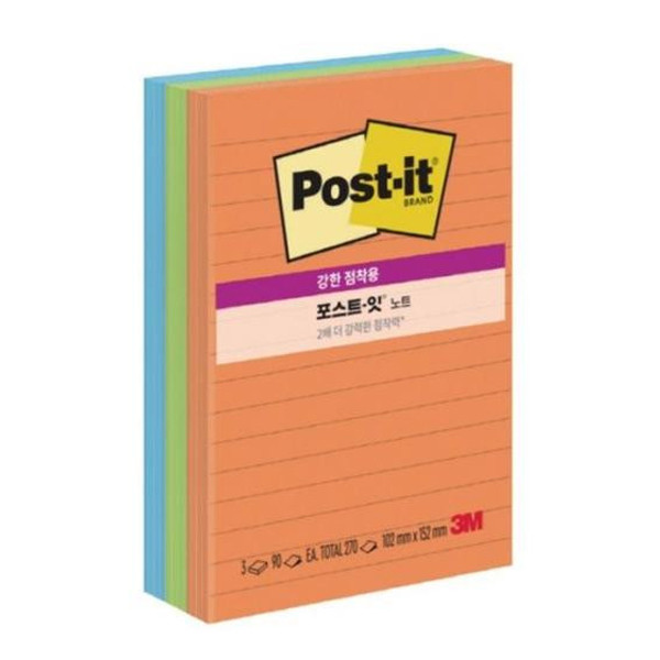 [천하지엘씨(주)]알파 [3M] 포스트잇강한점착용노트컬렉션팩660-3L 102x152mm3패드270매에너지부스트라인