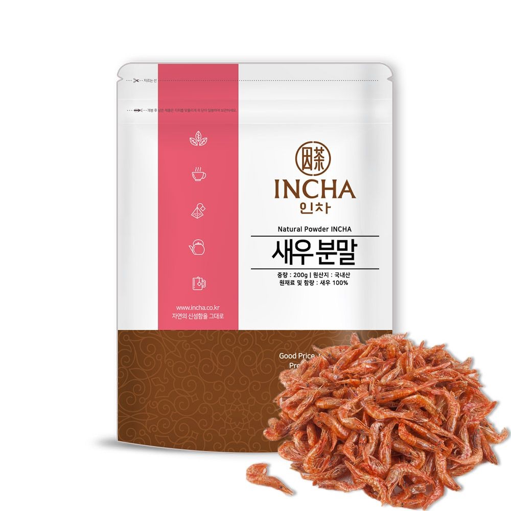 인차 (실속 리필용) 국내산 새우 가루 분말 파우더 200g 새우가루 새우분말 양념 육수 조미료 재료