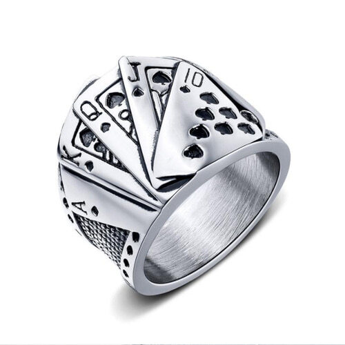 [오늘출발] 에르모사제이 맨즈 써지컬 스틸 레트로 힙합 포커 남자반지 MR008